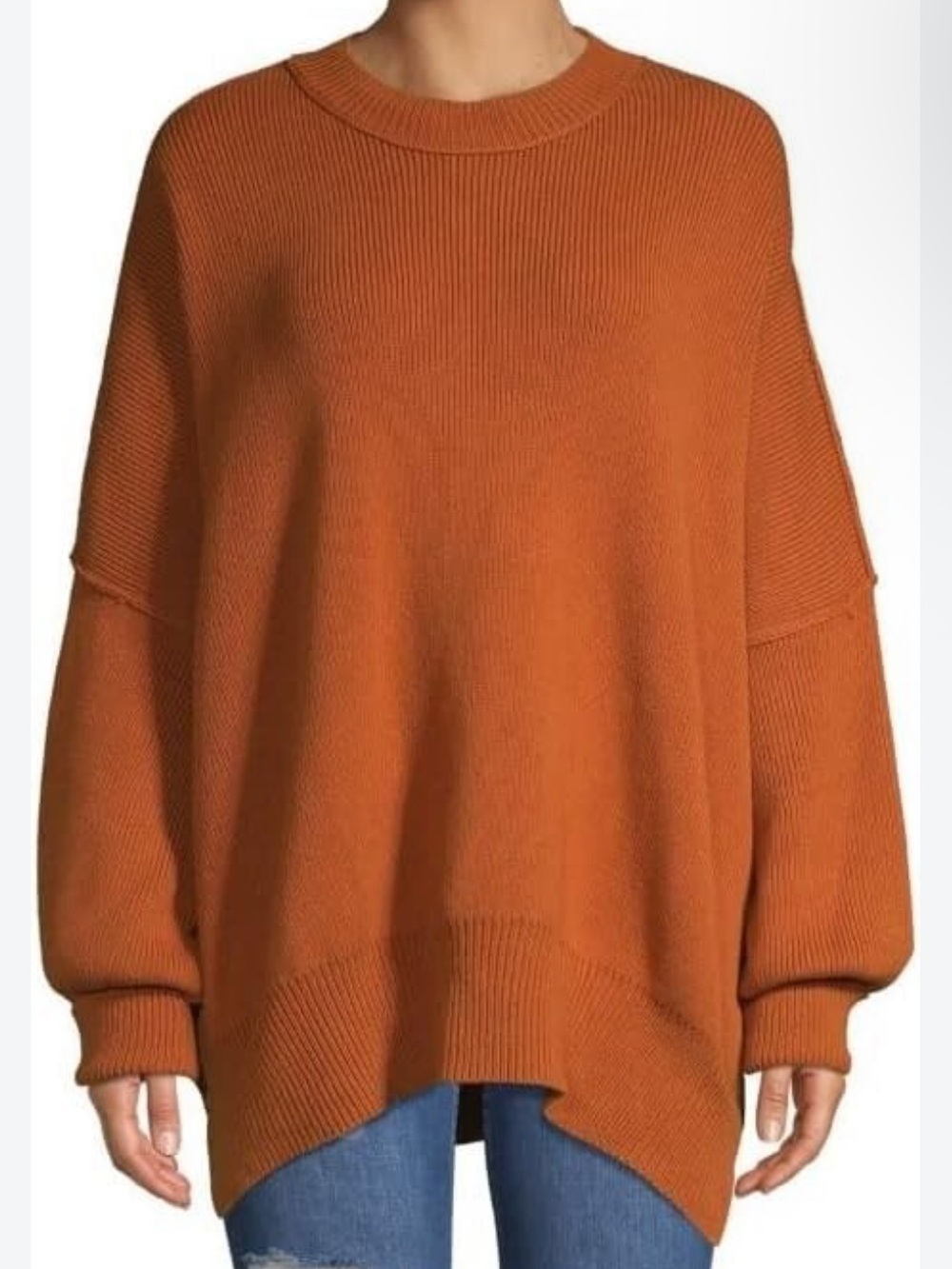 Free People Dolman Oversized Crewneck Sweater - Burnt Orange